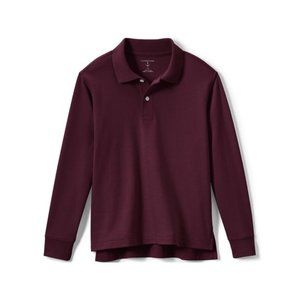 NWT LANDS' END UNF LITTLE KIDS LONG SLEEVE POLO SHIRT BURGUNDY MEDIUM